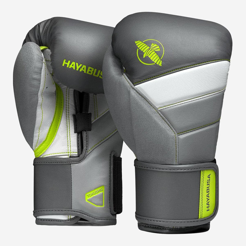 HAYABUSA T3 BOXING GLOVES - CHARCOAL/LIME.