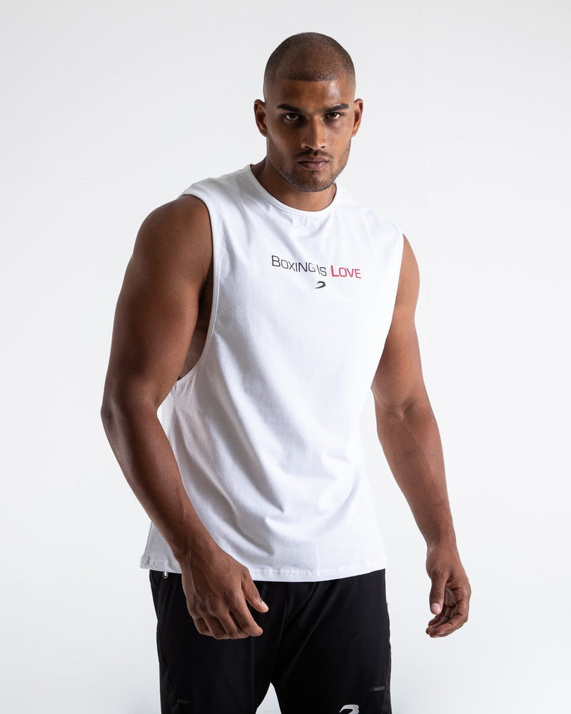 BOXING IS LOVE MUSCLE TANK - WHITE.