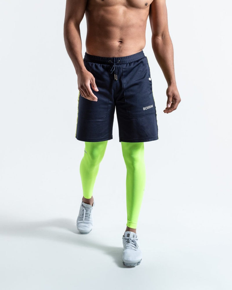 OG LOMA PEP SHORTS (2-IN-1 TRAINING TIGHTS) - NAVY/YELLOW.