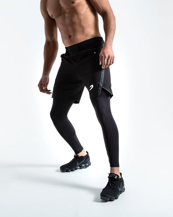 PEP SHORTS (2-IN-1 TRAINING TIGHTS) - BLACK.