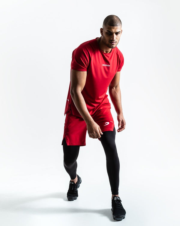 PEP SHORTS (2-IN-1 TRAINING TIGHTS) - RED.