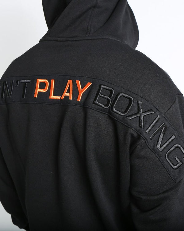WE DON'T PLAY BOXING UNISEX HOODIE - BLACK.