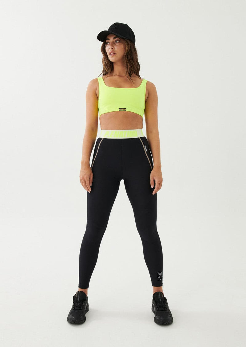 CLUBHOUSE SPORTS BRA IN SAFETY YELLOW.