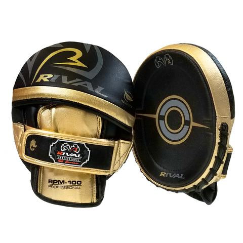 RIVAL RPM100 PROFESSIONAL PUNCH MITTS - BLACK/GOLD.