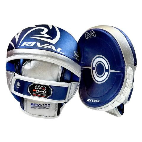 RIVAL RPM100 PROFESSIONAL PUNCH MITTS - BLUE/SILVER.