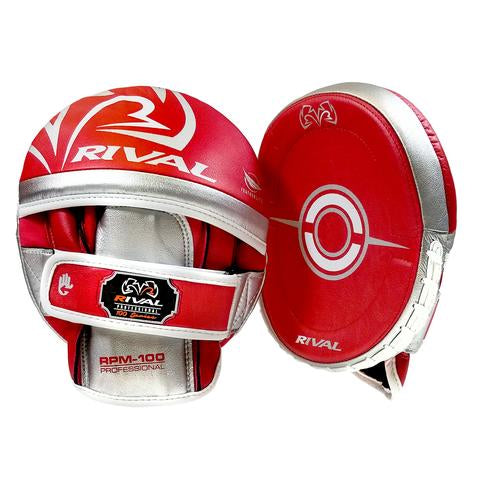 RIVAL RPM100 PROFESSIONAL PUNCH MITTS - RED/SILVER.