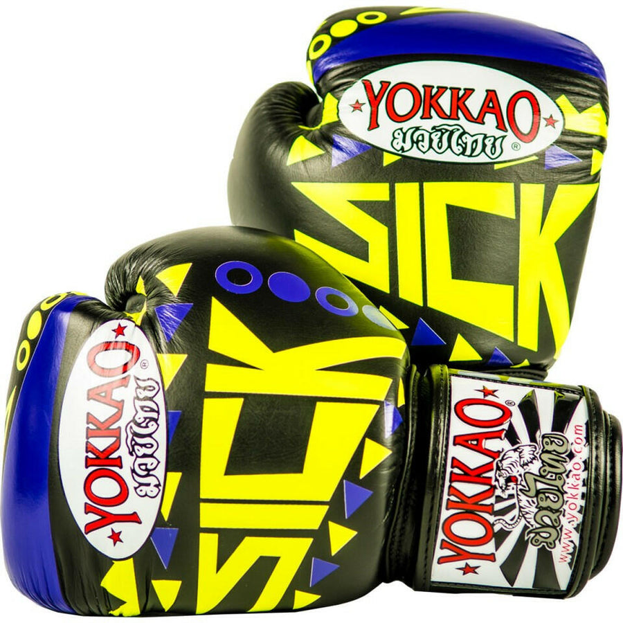 sick handschuhe muay thai boxing gloves violet/yellow Silicon printing on the Gazelle Citygo C7 HMS MTNBEX Größe:LXL (60-62 cm)